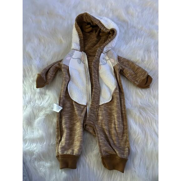 Carter's Just One You Reindeer Fleece Hooded Romper Brown Christmas 3 Months - Picture 6 of 9